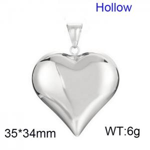 Steel Hollow Heart Polished Women's Pendant - KP38104-MS