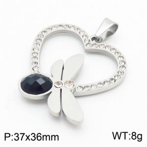 Stainless Steel Stone & Crystal Pendant - KP40721-K