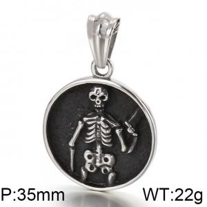 Stainless Skull Pendants - KP42084-BD