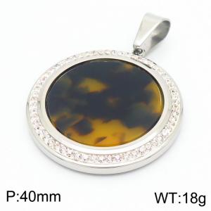 Stainless Steel Stone & Crystal Pendant - KP42616-K