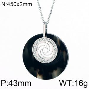 Stainless Steel Stone & Crystal Pendant - KP43367-K