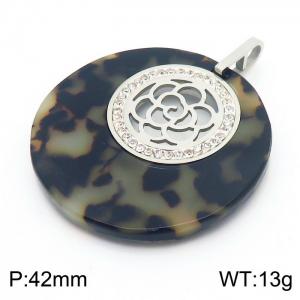 Stainless Steel Stone & Crystal Pendant - KP43368-K