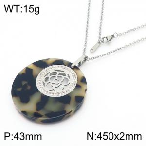 Stainless Steel Stone & Crystal Pendant - KP43369-K