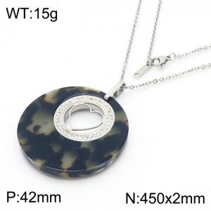 Stainless Steel Stone & Crystal Pendant - KP43373-K