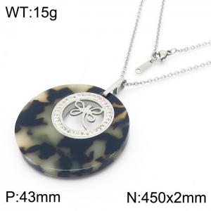 Stainless Steel Stone & Crystal Pendant - KP43375-K