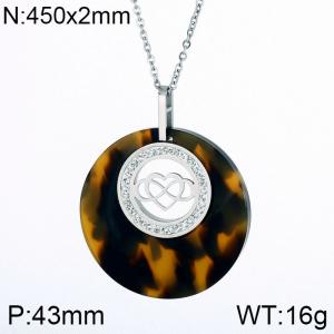 Stainless Steel Stone & Crystal Pendant - KP43379-K