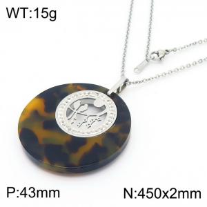 Stainless Steel Stone & Crystal Pendant - KP43381-K