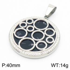 Stainless Steel Stone & Crystal Pendant - KP43411-K