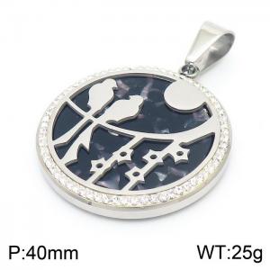 Stainless Steel Stone & Crystal Pendant - KP43415-K