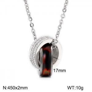 Stainless Steel Stone & Crystal Pendant - KP43725-K