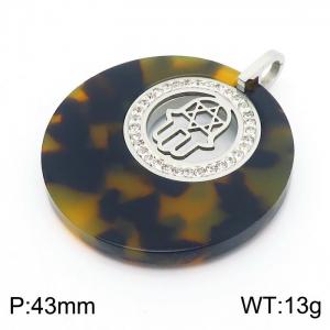 Stainless Steel Stone & Crystal Pendant - KP43737-K