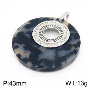 Stainless Steel Stone & Crystal Pendant - KP43739-K