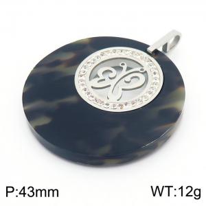 Stainless Steel Stone & Crystal Pendant - KP43744-K