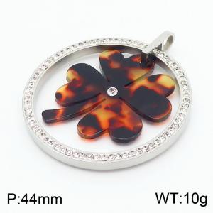 Stainless Steel Stone & Crystal Pendant - KP43745-K