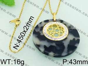 Stainless Steel Stone & Crystal Pendant - KP43825-K