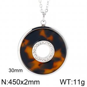 Stainless Steel Stone & Crystal Pendant - KP43828-K