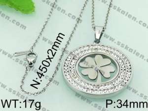 Stainless Steel Stone & Crystal Pendant - KP43832-K