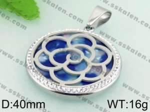 Stainless Steel Stone & Crystal Pendant - KP43847-K