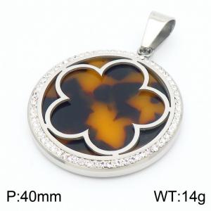 Stainless Steel Stone & Crystal Pendant - KP43851-K