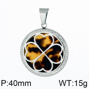 Stainless Steel Stone & Crystal Pendant - KP43853-K