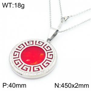 Stainless Steel Stone & Crystal Pendant - KP43868-K