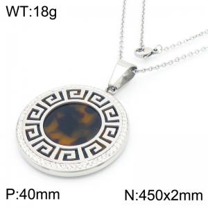 Stainless Steel Stone & Crystal Pendant - KP43869-K