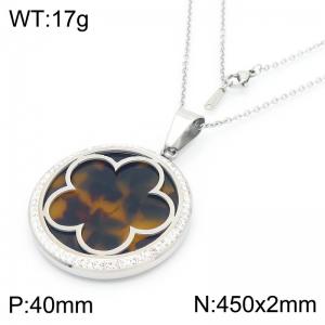 Stainless Steel Stone & Crystal Pendant - KP43870-K