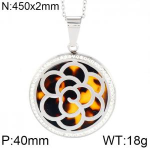 Stainless Steel Stone & Crystal Pendant - KP43873-K