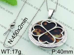 Stainless Steel Stone & Crystal Pendant - KP43874-K