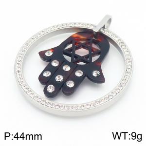 Stainless Steel Stone & Crystal Pendant - KP43909-K