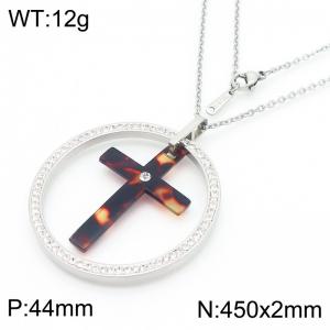 Stainless Steel Stone & Crystal Pendant - KP43916-K