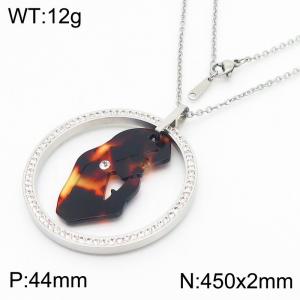 Stainless Steel Stone & Crystal Pendant - KP43920-K