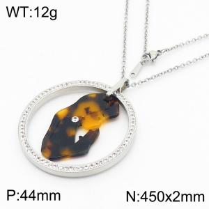 Stainless Steel Stone & Crystal Pendant - KP43921-K