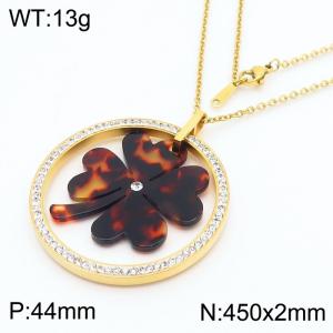 Stainless Steel Stone & Crystal Pendant - KP43946-K