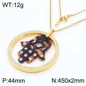 Stainless Steel Stone & Crystal Pendant - KP43952-K