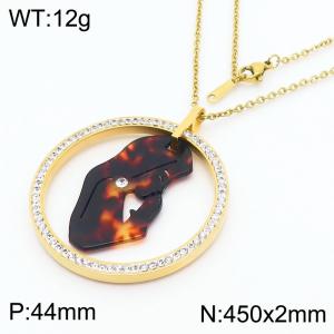 Stainless Steel Stone & Crystal Pendant - KP43960-K