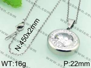 Stainless Steel Stone & Crystal Pendant - KP43978-K