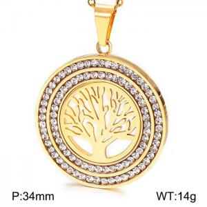 Stainless Steel Stone & Crystal Pendant - KP44321-K