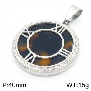 Stainless Steel Stone & Crystal Pendant - KP44564-K