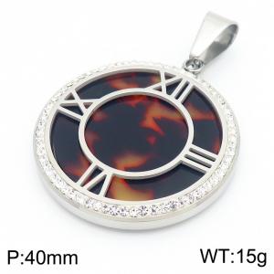 Stainless Steel Stone & Crystal Pendant - KP44566-K