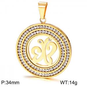 Stainless Steel Stone & Crystal Pendant - KP44574-K