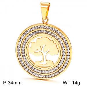 Stainless Steel Stone & Crystal Pendant - KP44578-K