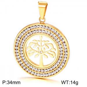 Stainless Steel Stone & Crystal Pendant - KP44586-K