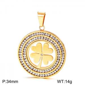 Stainless Steel Stone & Crystal Pendant - KP44594-K