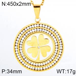 Stainless Steel Stone & Crystal Pendant - KP44595-K