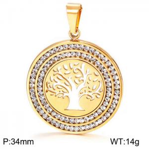 Stainless Steel Stone & Crystal Pendant - KP44606-K