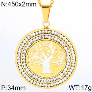 Stainless Steel Stone & Crystal Pendant - KP44607-K