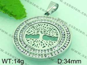 Stainless Steel Stone & Crystal Pendant - KP44702-K