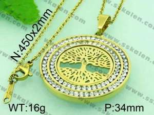 Stainless Steel Stone & Crystal Pendant - KP44706-K
