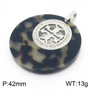 Stainless Steel Stone & Crystal Pendant - KP44711-K